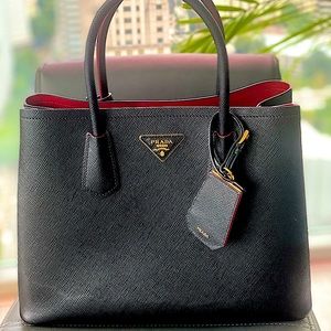 Medium Saffiano Leather Double Prada Bag